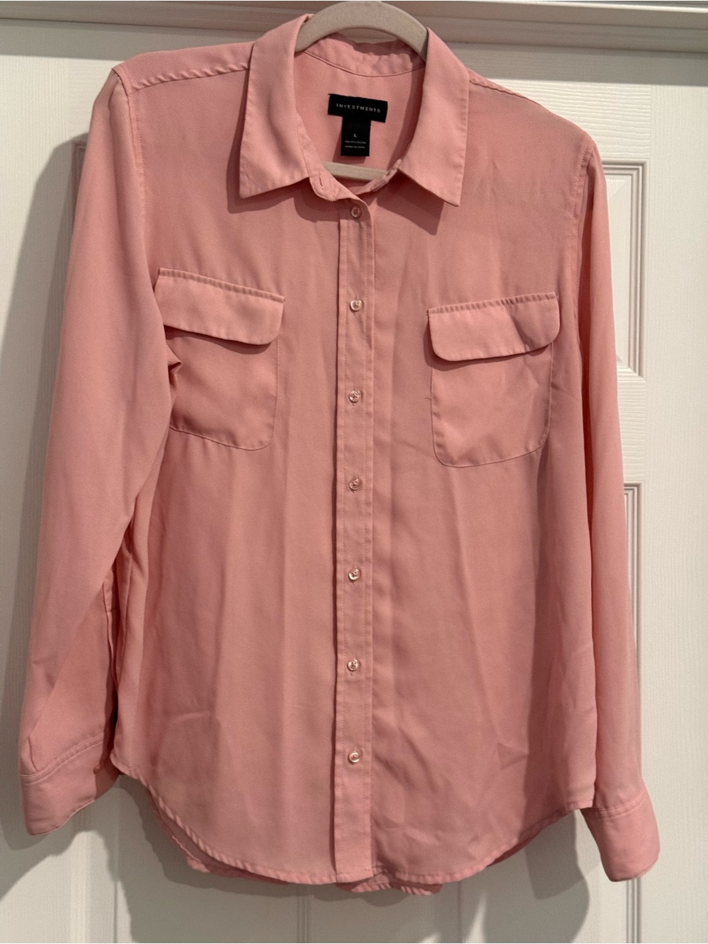 Investments Pink Button-Down Shirt with Chest Flap Pockets